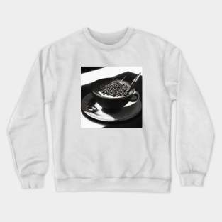 Coffee Vintage Monochrome Pointillism Cup Beans Crewneck Sweatshirt